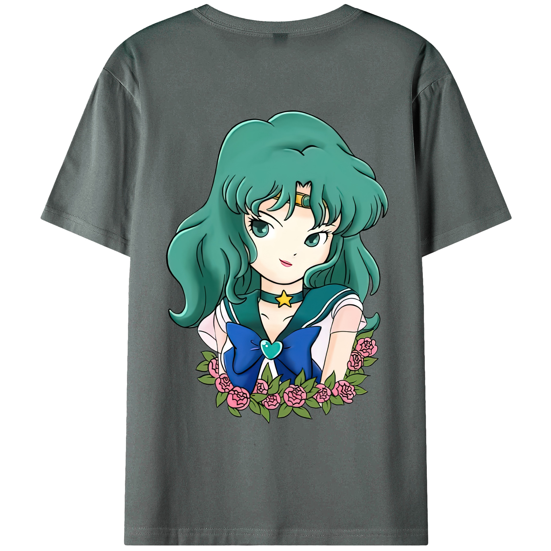 （画像用） 美少女戦士セーラームーン 海王 みちる（かいおう みちる） Sailor Moon Kaiou Michiru 綿100％ メンズ半袖Tシャツ（バックプリント） 通気性